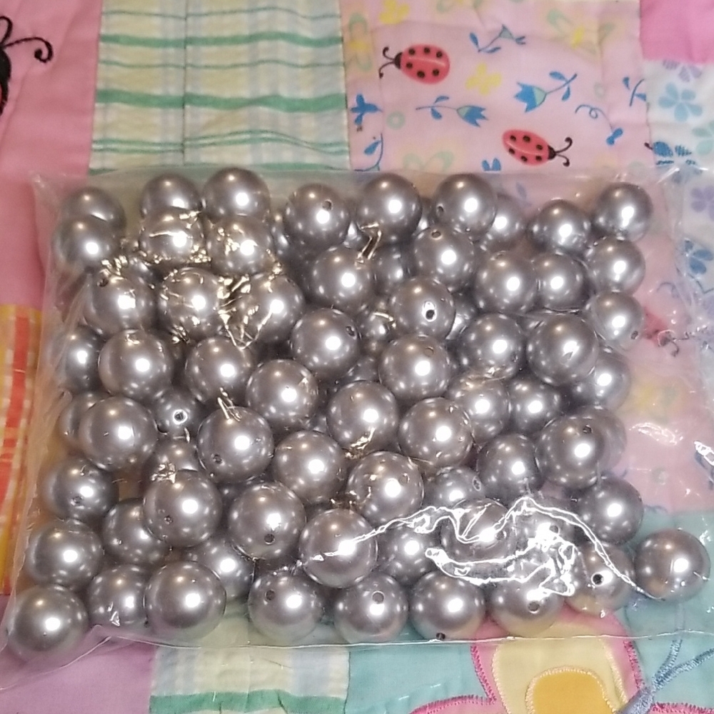 22mm Silver Platinum Chunky Bubblegum beads 500g Full Bags
